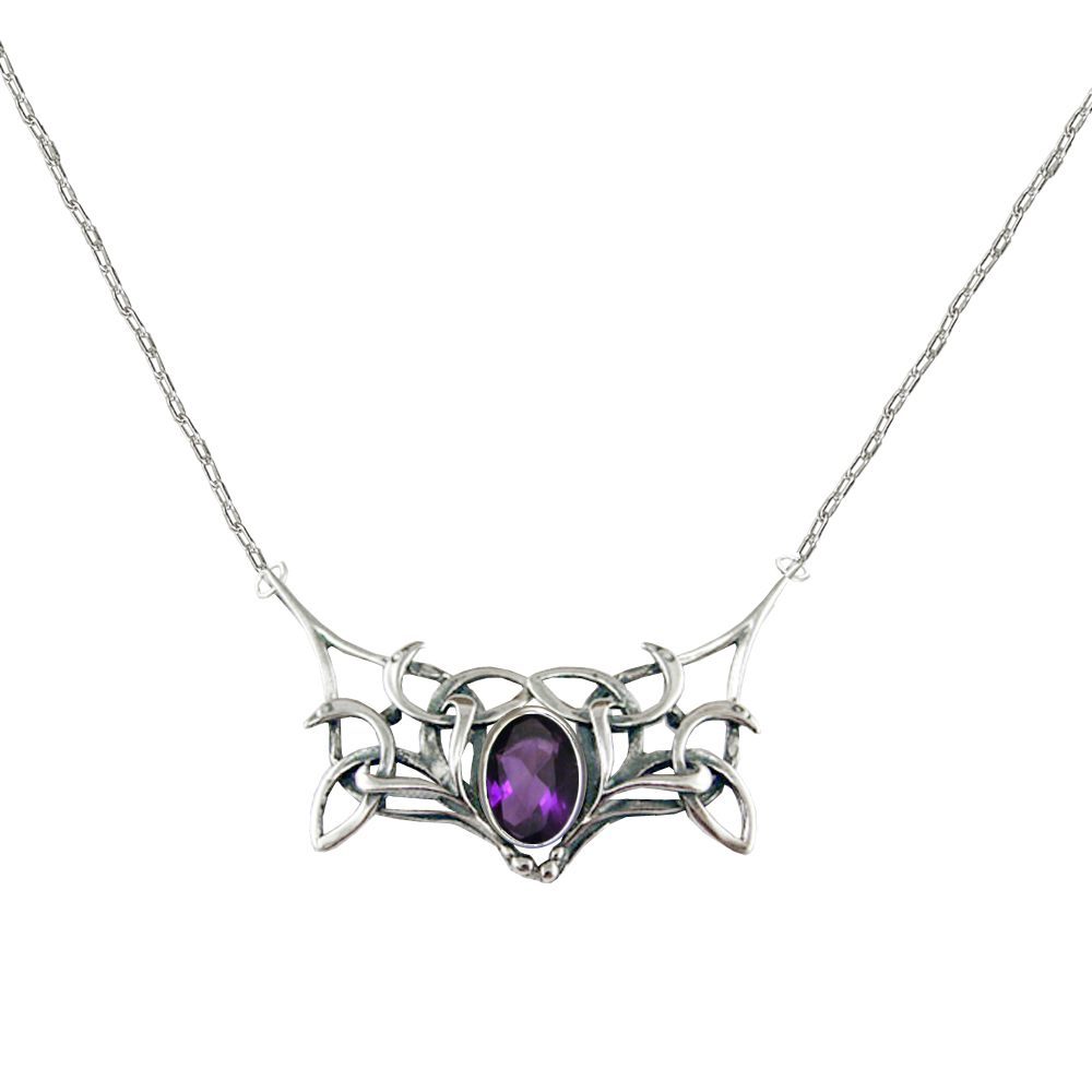 Sterling Silver Necklace Inspired by the Book of Kells With an Amethyst
